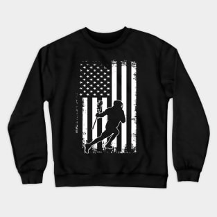 Lacrosse Player USA American Flag Crewneck Sweatshirt